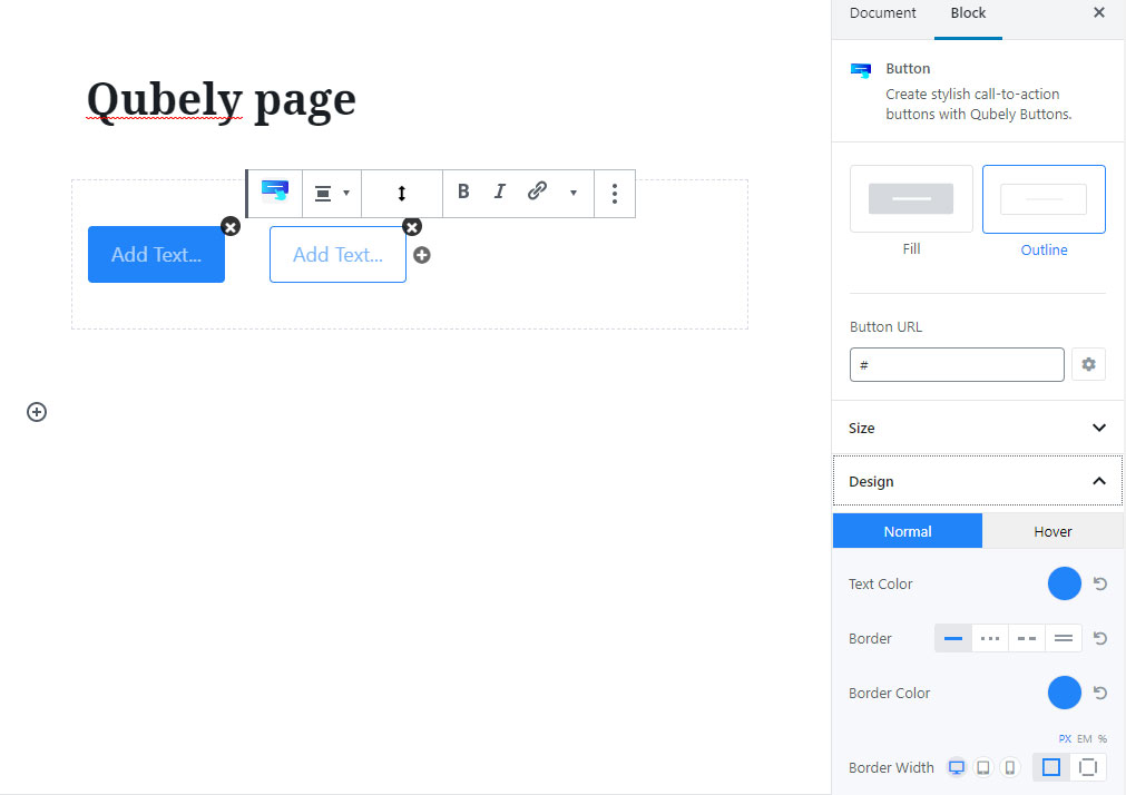 Qubely review - Buttons Qubely review - Buttons